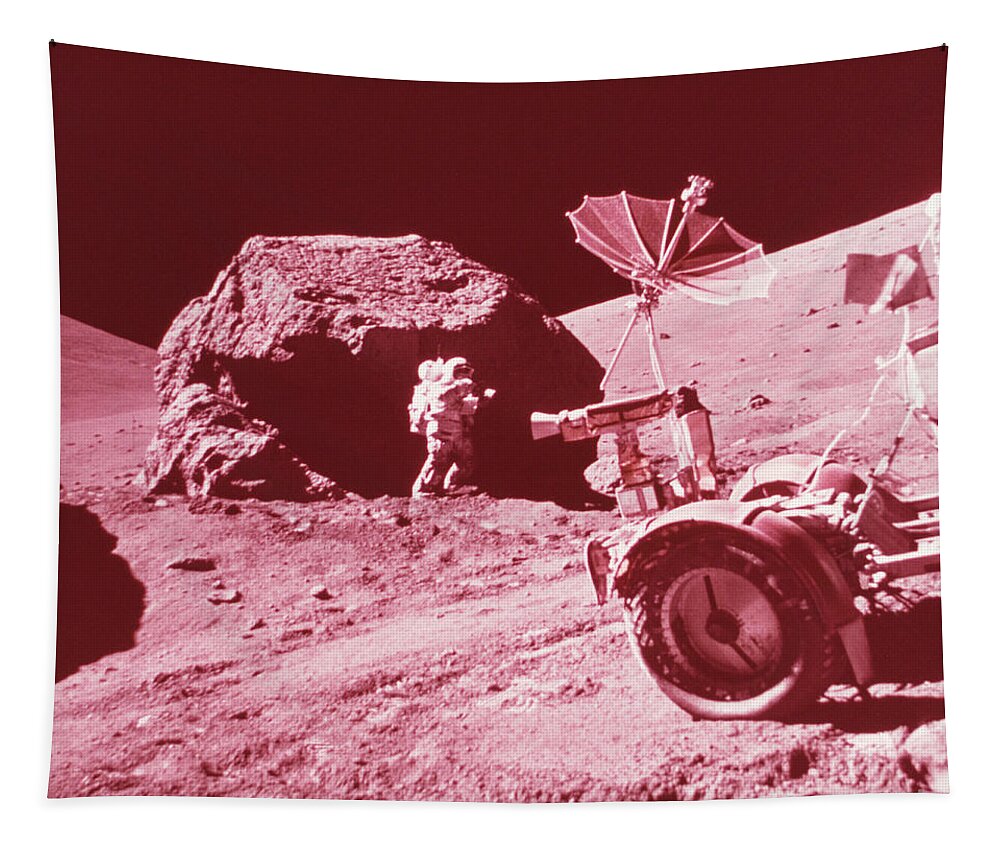 Historic Tapestry featuring the photograph Apollo 17 Moon Landing #3 by Science Source