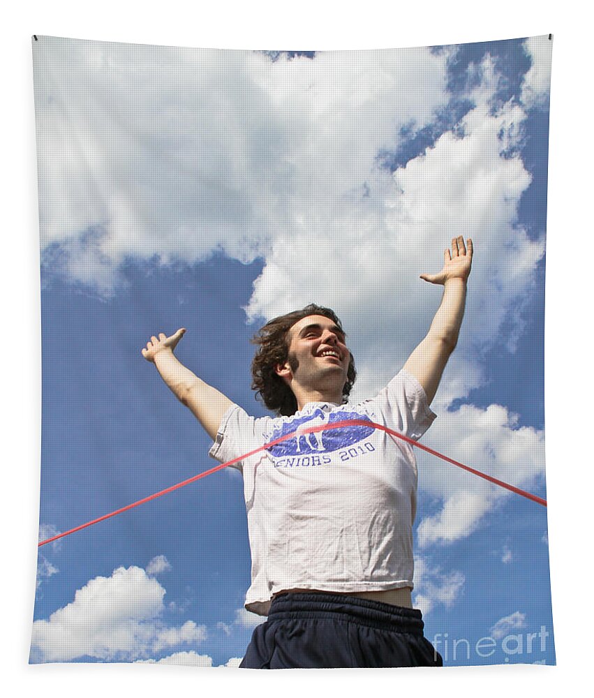 Athlete Tapestry featuring the photograph Finish Line #2 by Photo Researchers, Inc.
