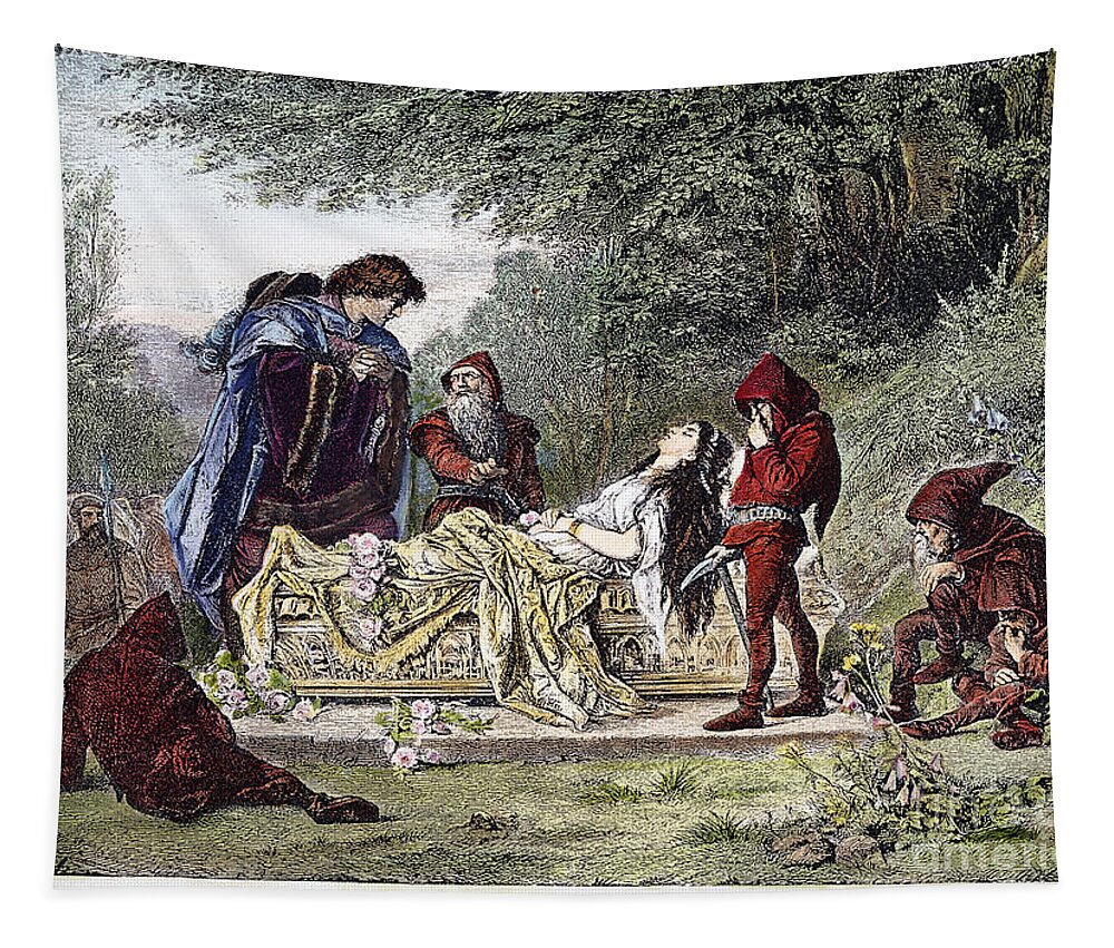 19th Century Tapestry featuring the drawing Brothers Grimm - Snow White by Albert Tschautsch
