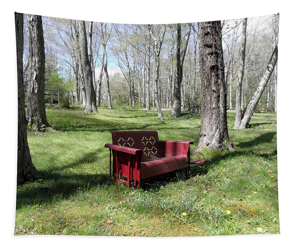 Old Metal Bench Tapestry featuring the photograph A perfect bench in the country by Kim Galluzzo Wozniak