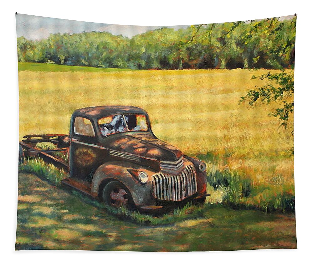Truck Tapestry featuring the painting A spot in the shade by Daniel W Green