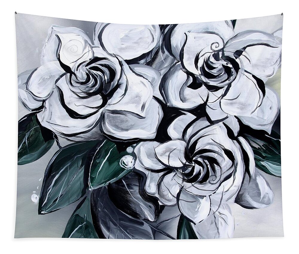 Gardenias Tapestry featuring the painting Abstract Gardenias by J Vincent Scarpace