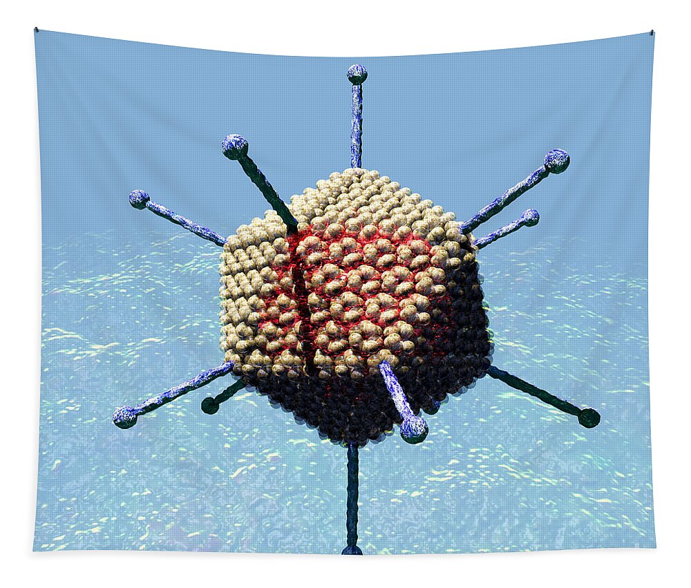 Adeno- Tapestry featuring the digital art Adenovirus 7 by Russell Kightley