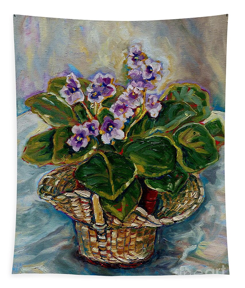 African Violets Tapestry featuring the painting African Violets by Carole Spandau