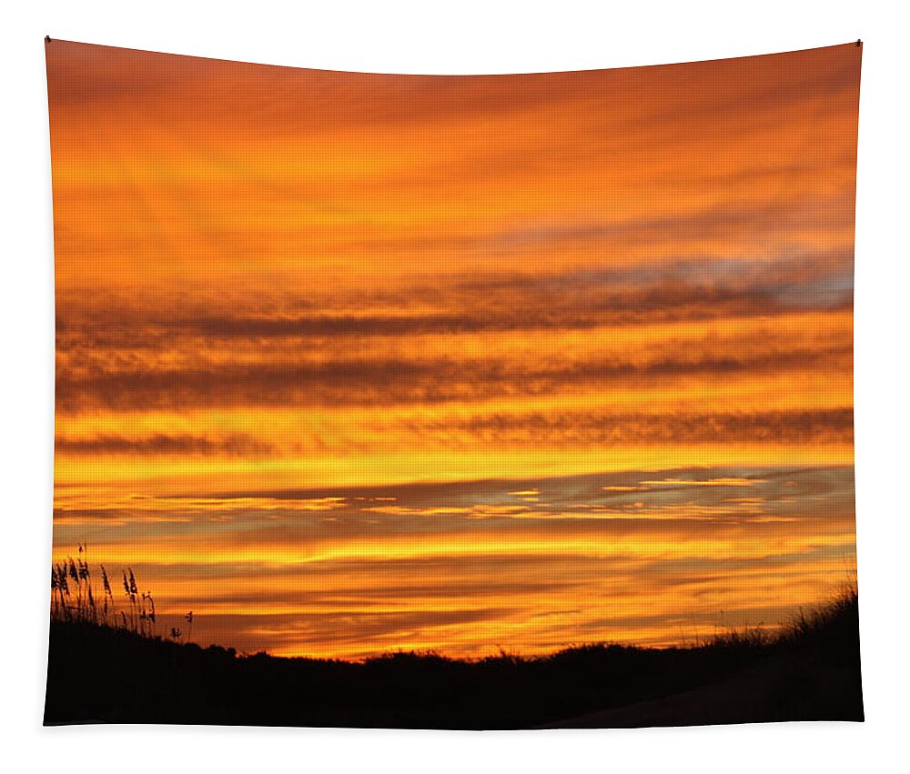 Matte Print Tapestry featuring the photograph Amazing Sunset over OBX by Kim Galluzzo