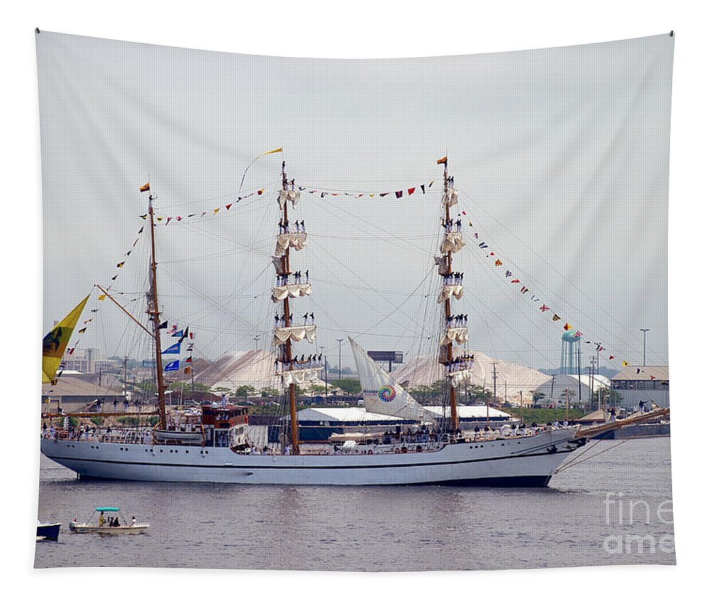 Baltimore Tapestry featuring the photograph ARC Gloria passing by Fort McHenry by Mark Dodd