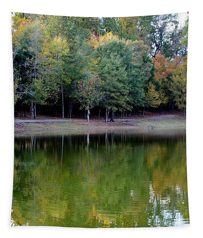 Autumn Reflections Upon Dark Waters Tapestry featuring the photograph Autumn Reflections Upon Dark Waters by Maria Urso
