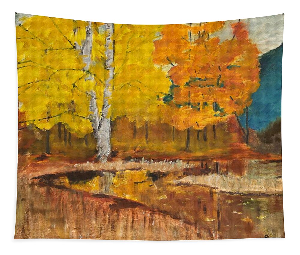 Autumn Landscape Painting Tapestry featuring the painting Autumn Tranquility by Cynthia Morgan