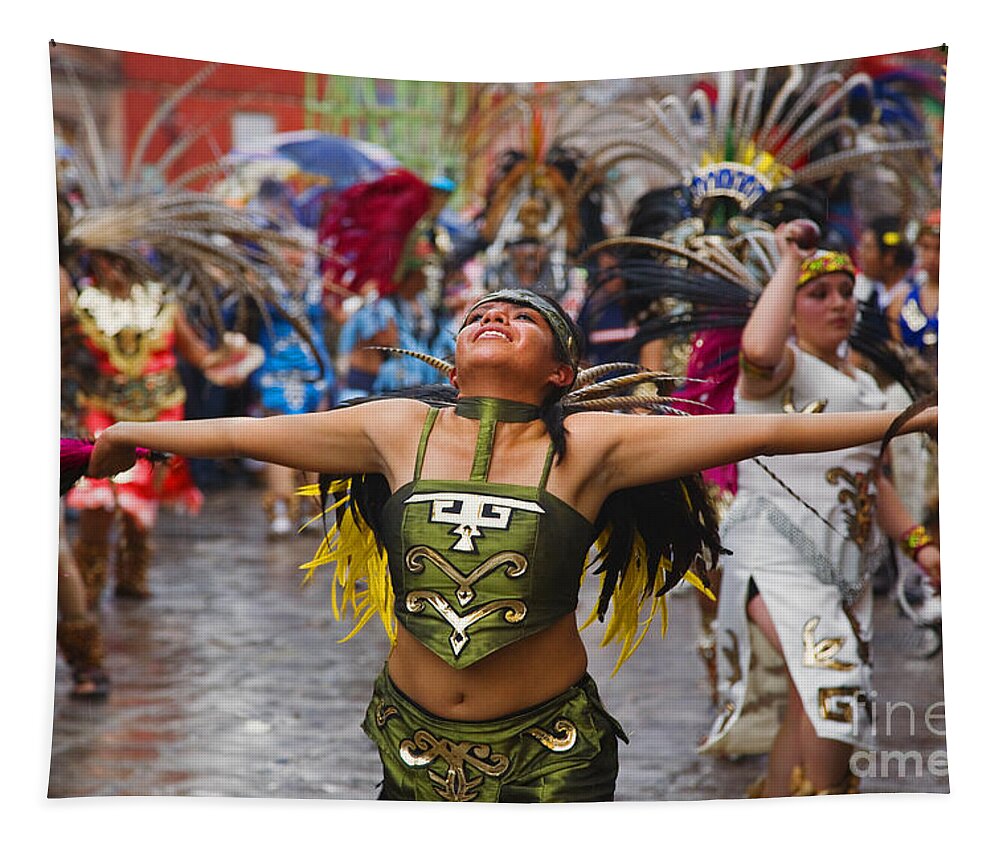 Craig Lovell Tapestry featuring the photograph Aztec Dancer - San Miguel de Allende by Craig Lovell