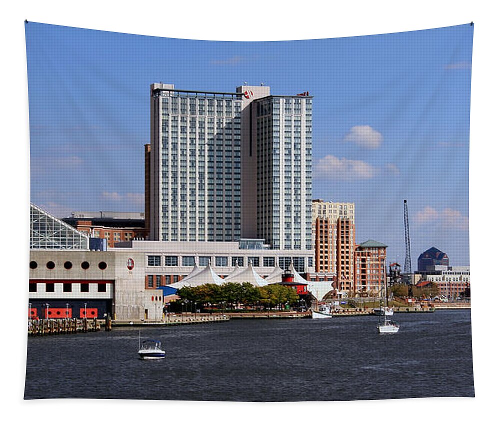 Baltimore Tapestry featuring the photograph Baltimore Harbor by Karen Harrison Brown