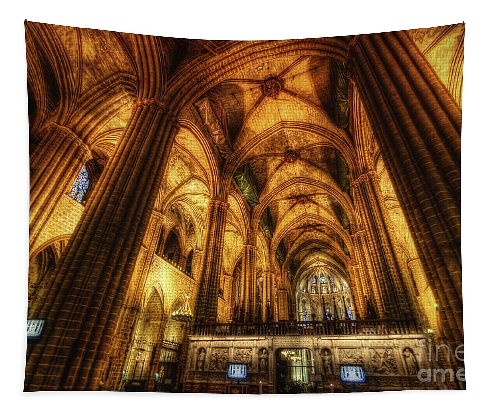 Yhun Suarez Tapestry featuring the photograph Barcelona Cathedral by Yhun Suarez
