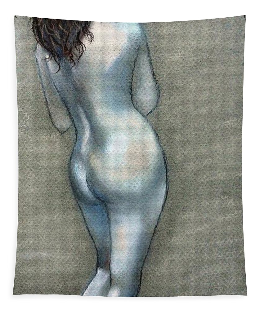 Nude Tapestry featuring the drawing Bath Time by Julie Brugh Riffey