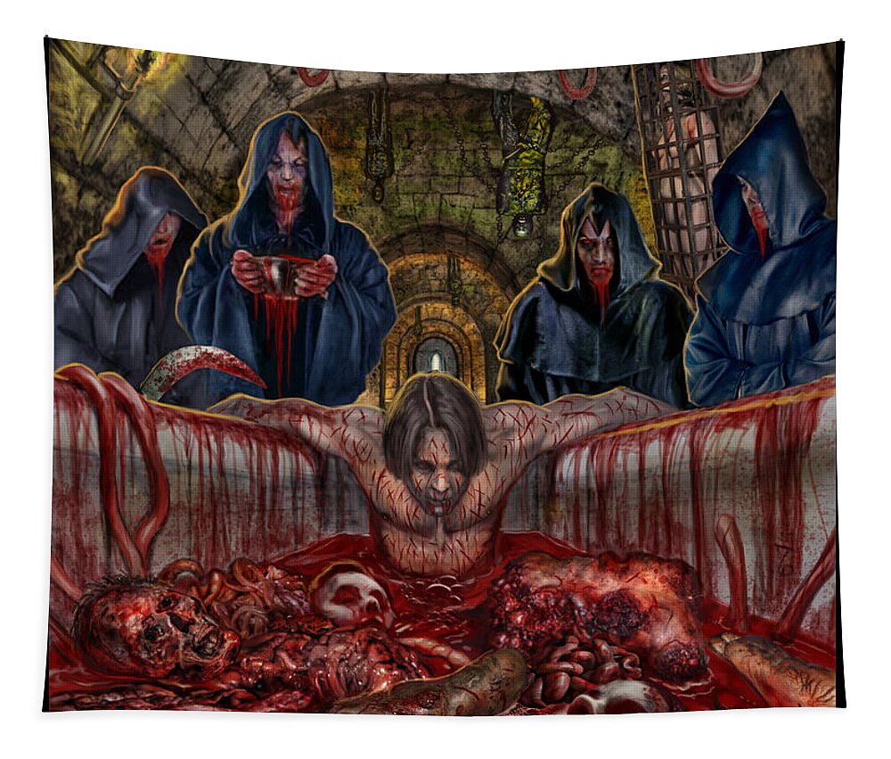 Putrid Pile Tapestry featuring the mixed media Bathed in Deprivation by Tony Koehl