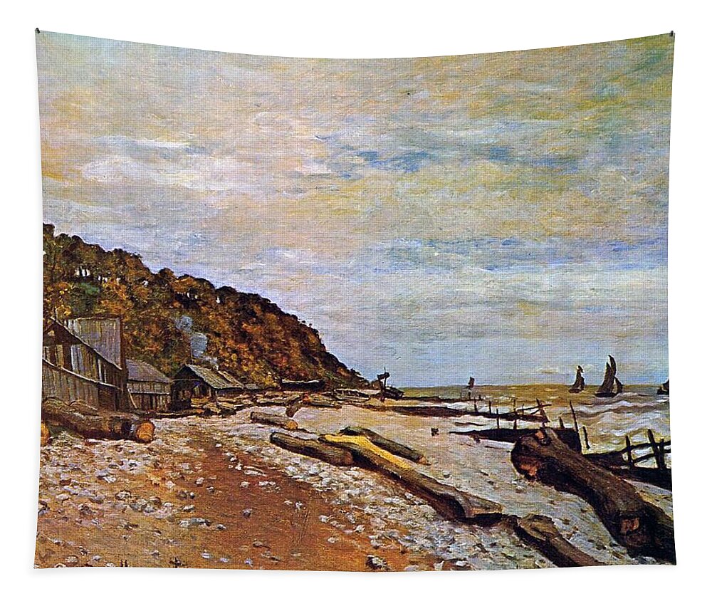 Boatyard Near Honfleur Tapestry featuring the painting Boatyard near Honfleur by Claude Monet