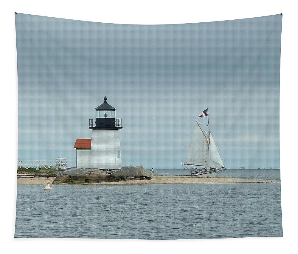 Sailboat Tapestry featuring the photograph Brant Point Abeam by Lin Grosvenor