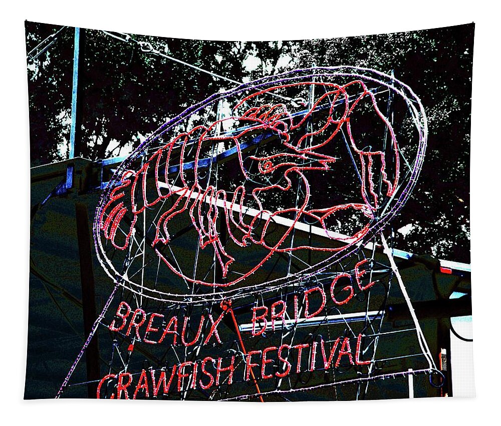 Crawfish Tapestry featuring the digital art Breaux Bridge Crawfish Festival by Lizi Beard-Ward
