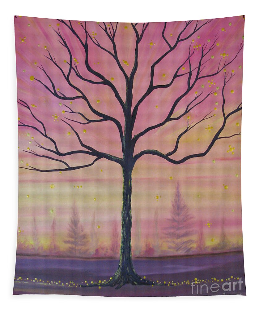 Tree Tapestry featuring the painting Brilliant Future by Stacey Zimmerman