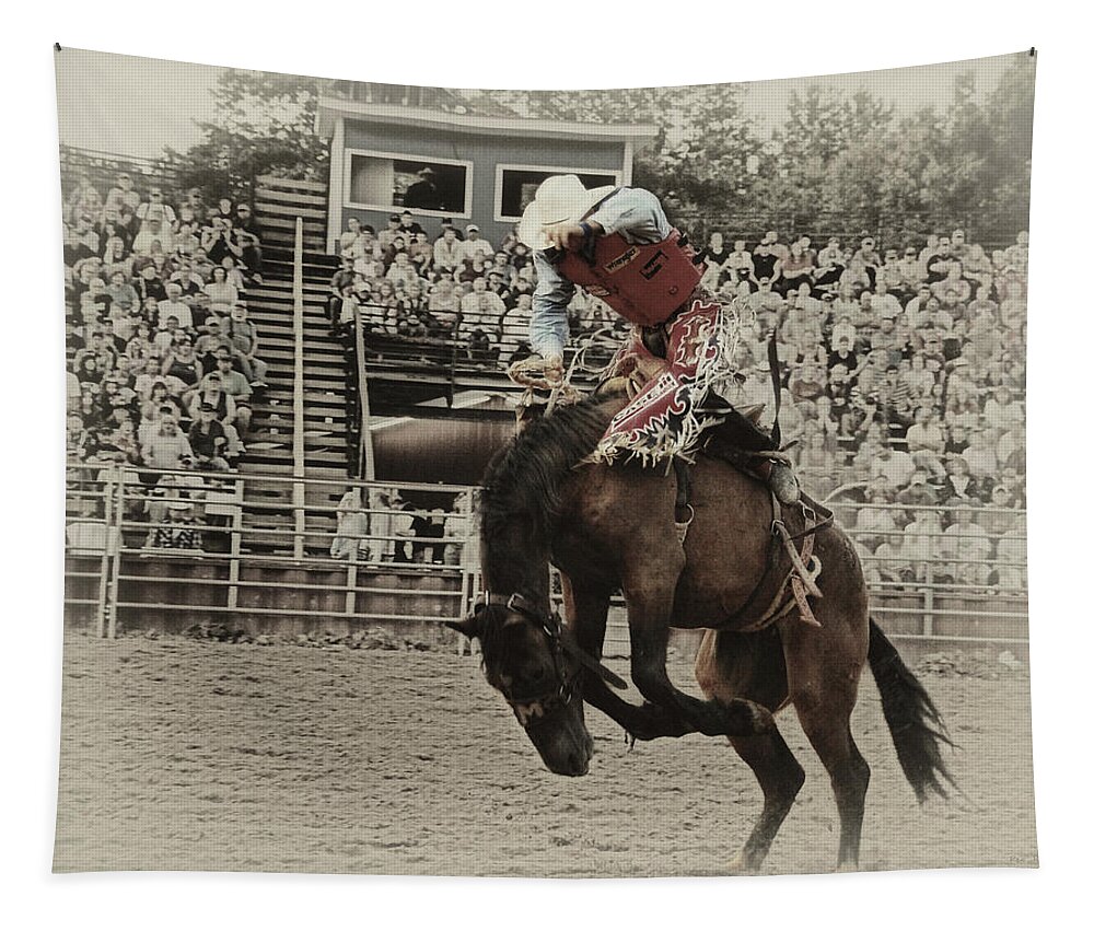 Bucking Horse Tapestry featuring the photograph Bucking Bronco by Peg Runyan
