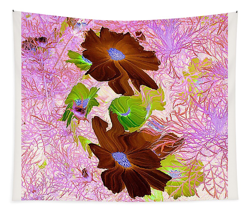 Flowers Tapestry featuring the painting Burgundy Flowers by Richard James Digance