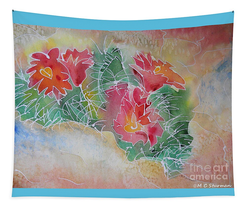 Cactus Tapestry featuring the mixed media Cactus Art by M c Sturman