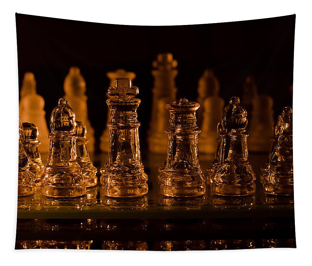  Tapestry featuring the photograph Candle Lit Chess Men by Lori Coleman