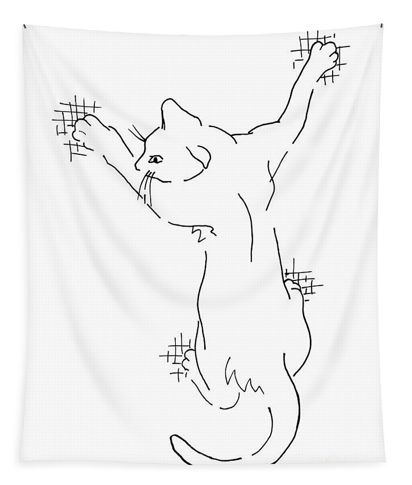 Cat Tapestry featuring the drawing Cat Drawings 3 by Gordon Punt