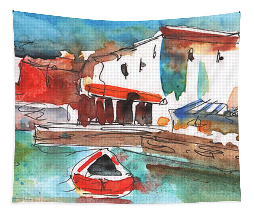 Travel Sketch Tapestry featuring the painting Chania 01 bis by Miki De Goodaboom