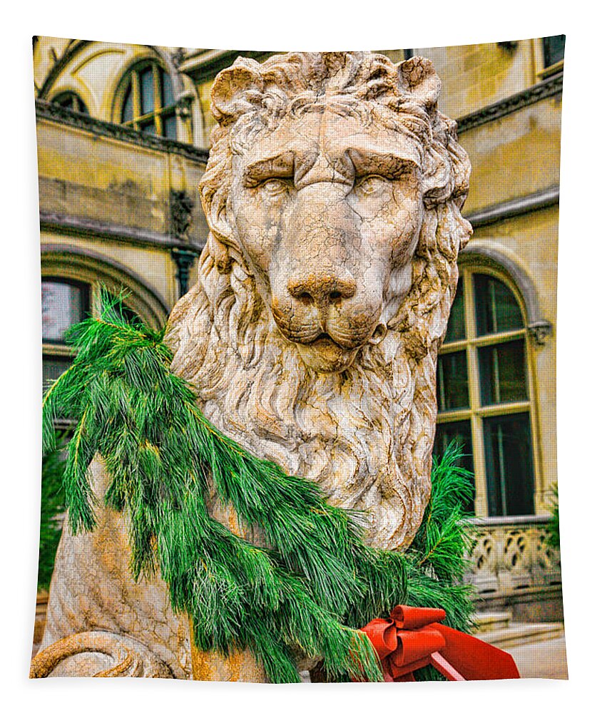 Lion Tapestry featuring the photograph Christmas Lion at Biltmore by William Jobes