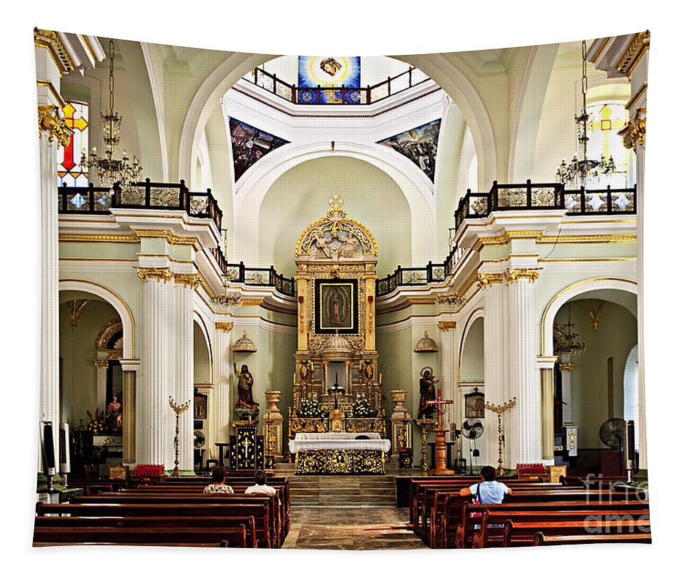 Church Tapestry featuring the photograph Church interior in Puerto Vallarta 2 by Elena Elisseeva