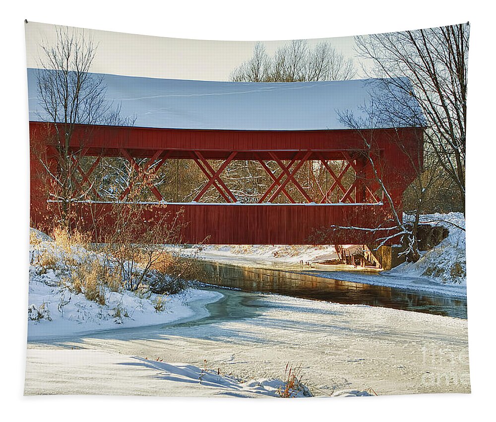 Bridge Tapestry featuring the photograph Covered Bridge by Eunice Gibb