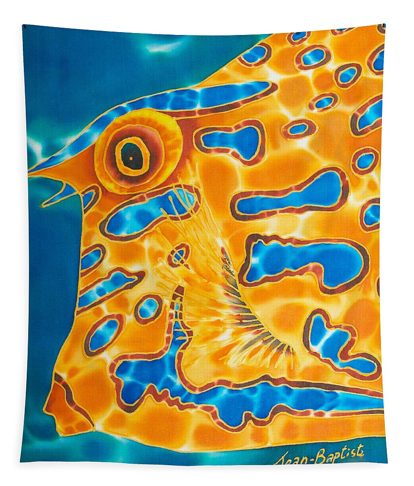 Cowfish Painting Tapestry featuring the painting Cowfish by Daniel Jean-Baptiste