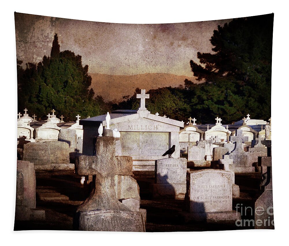 Cemetery Tapestry featuring the photograph Crow Among the Stones by Laura Iverson
