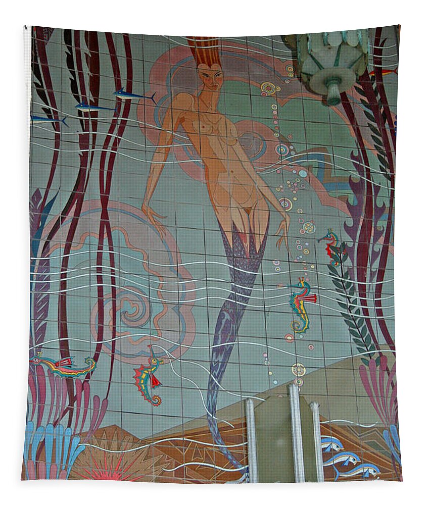 Tapestry featuring the photograph 'Deco Mermaid of Avalon' by PJQandFriends Photography
