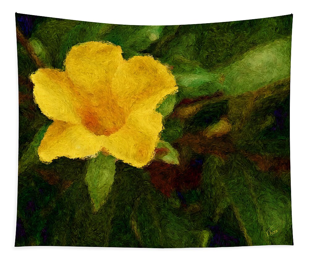 Flower Tapestry featuring the digital art Dew cup by Tatiana Fess