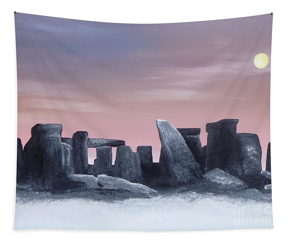 Dusk Tapestry featuring the painting Dusk On The Winter Solstice At Stonehenge 1877 by Alys Caviness-Gober