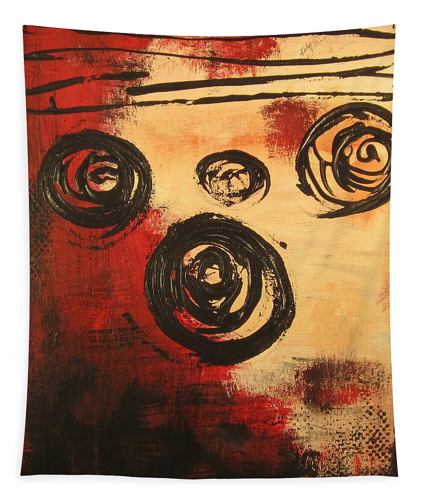 Abstract Tapestry featuring the painting Dynamic Red 2 by Kathy Sheeran