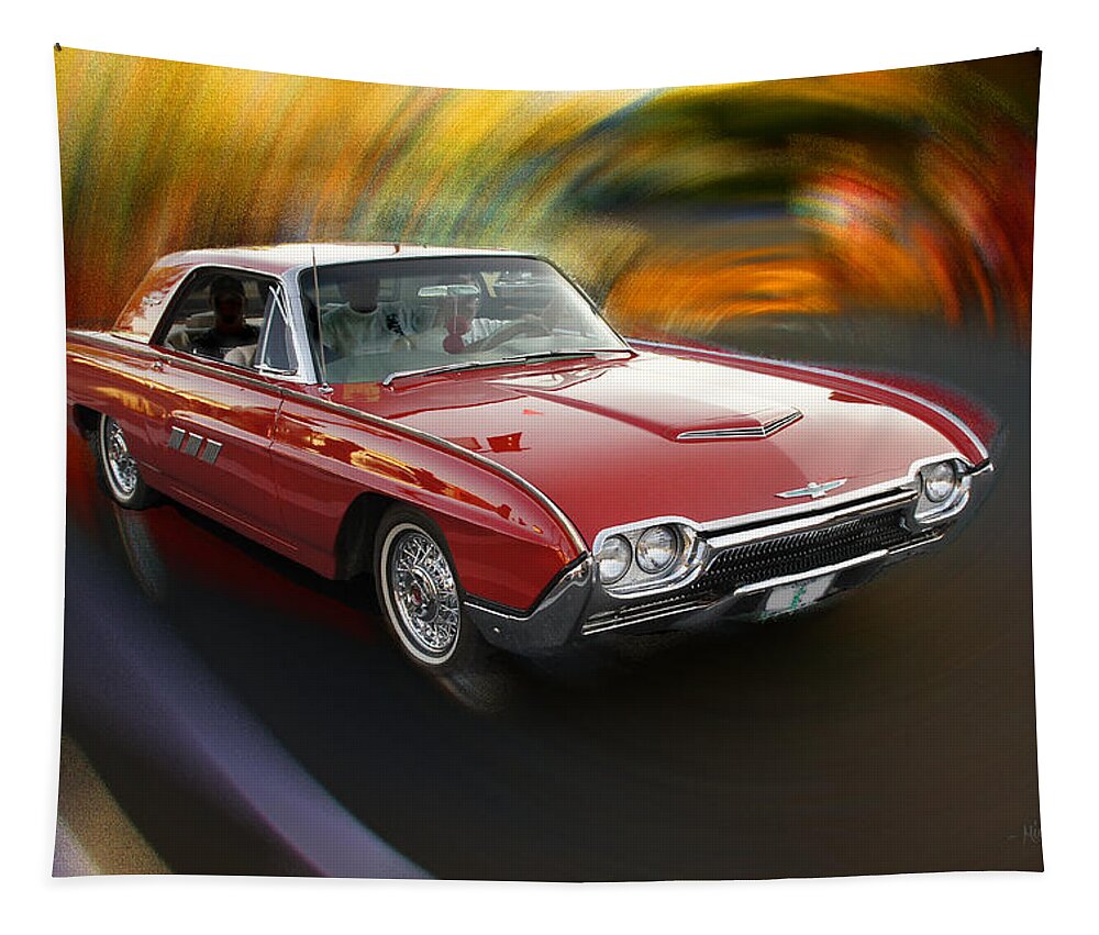 Special Effect Tapestry featuring the photograph Early 60s Red Thunderbird by Mick Anderson