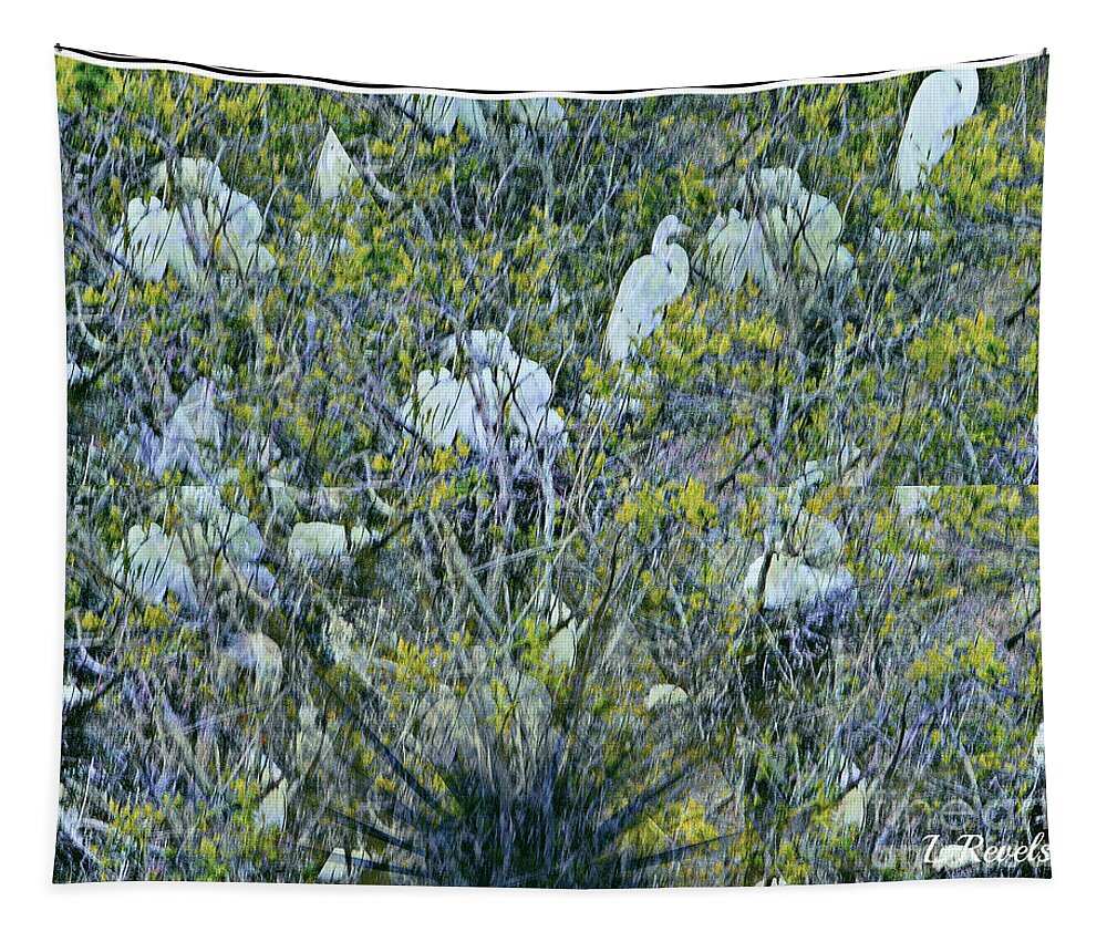 Egret Tapestry featuring the photograph Egrets at Roost by Leslie Revels