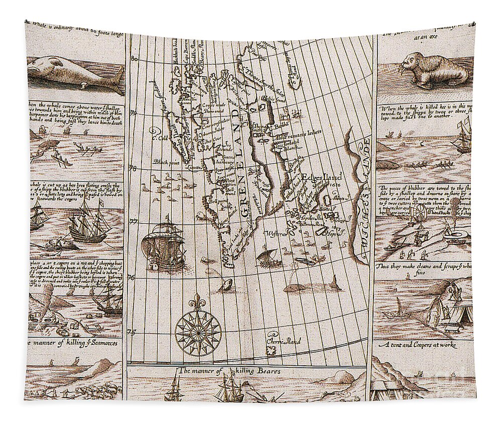 Cartography Tapestry featuring the photograph Engraving Of Maritime Industries, 17th by Science Source