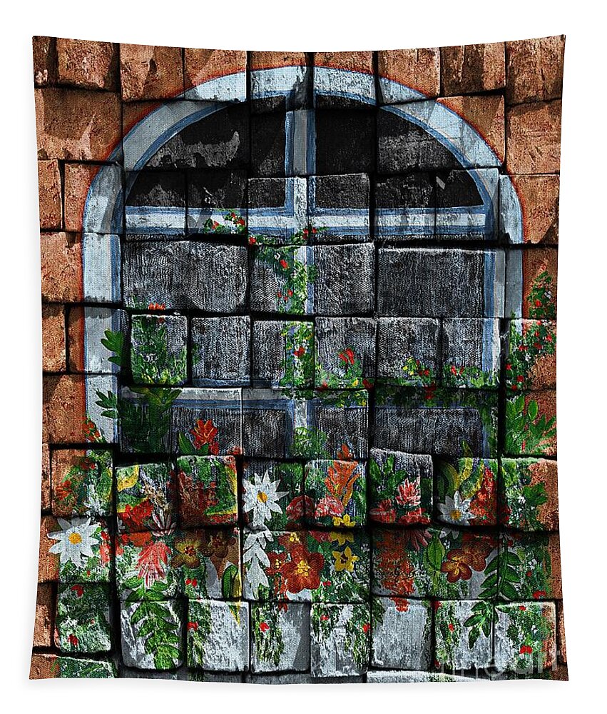 False Window Tapestry featuring the digital art False Windowbox by Barbara A Griffin