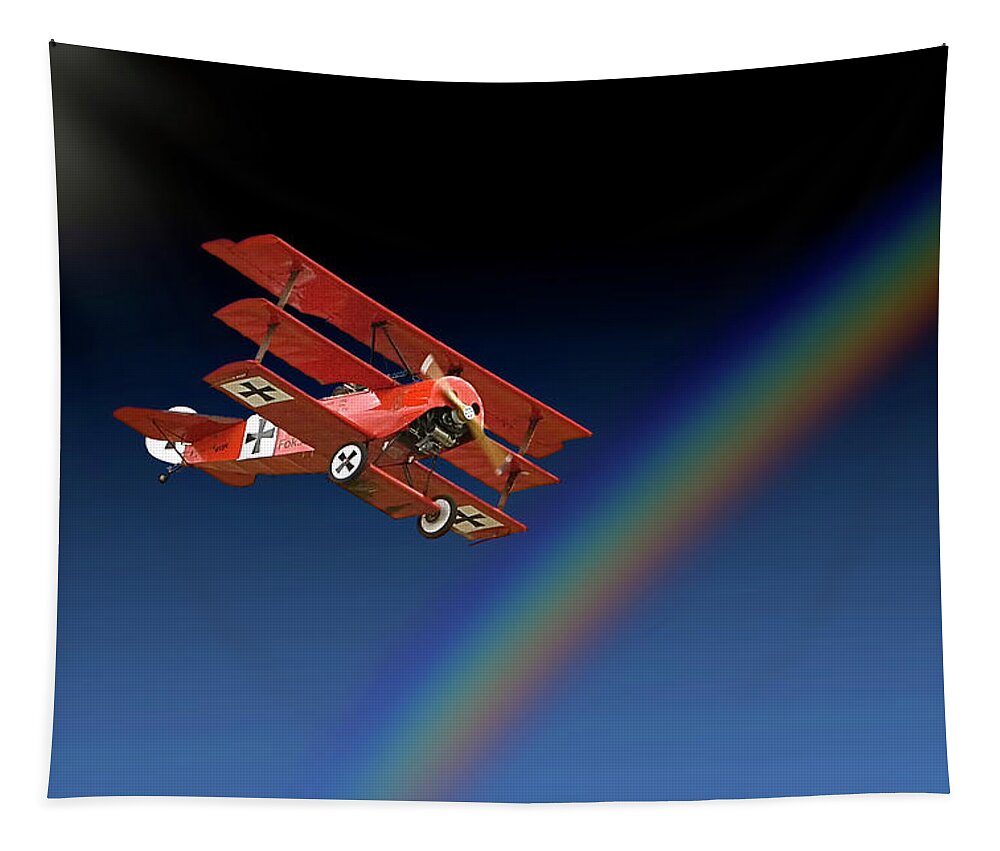 Endre Tapestry featuring the photograph Fokker With Rainbow by Endre Balogh