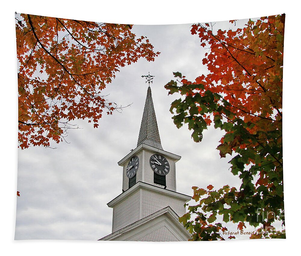 Autumn Tapestry featuring the photograph Franklin Steeple by Deborah Benoit