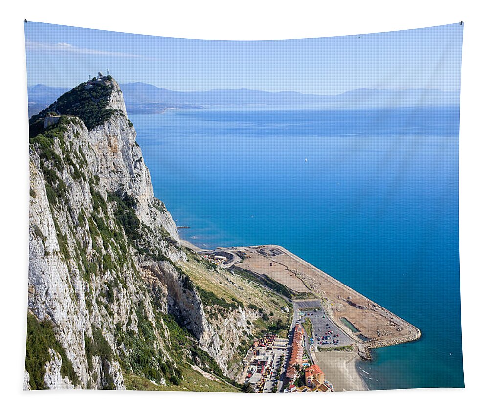 Gibraltar Tapestry featuring the photograph Gibraltar Rock by the Mediterranean Sea by Artur Bogacki