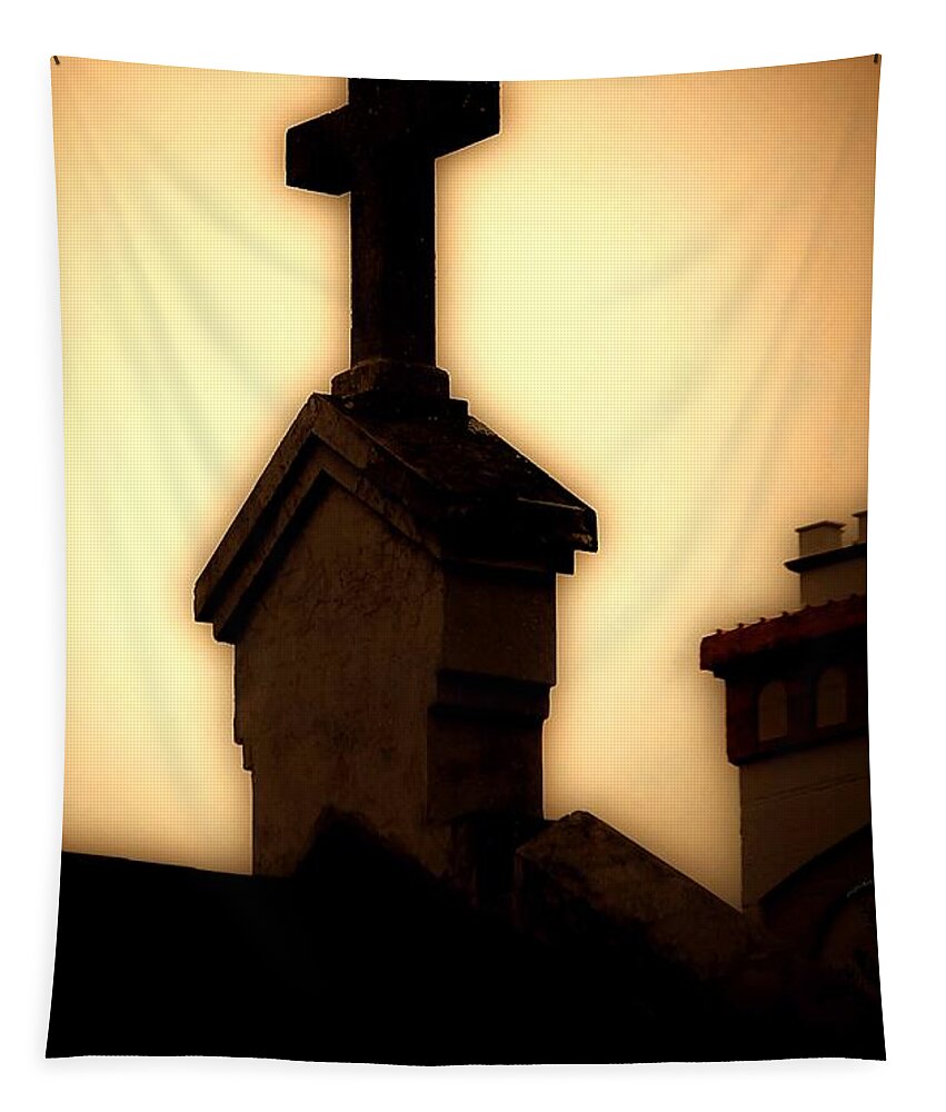 Cross Tapestry featuring the photograph Glowing Resurrection by DigiArt Diaries by Vicky B Fuller
