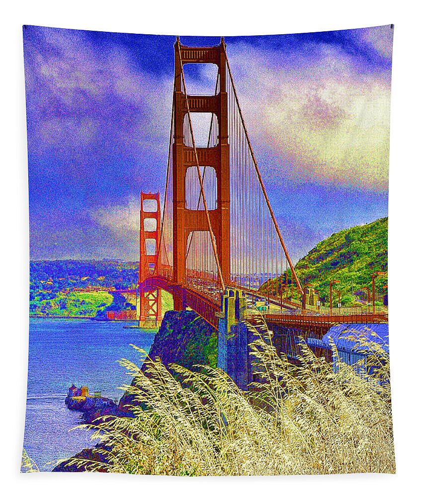 Golden Gate Bridge Tapestry featuring the photograph Golden Gate Bridge - 6 by Mark Madere
