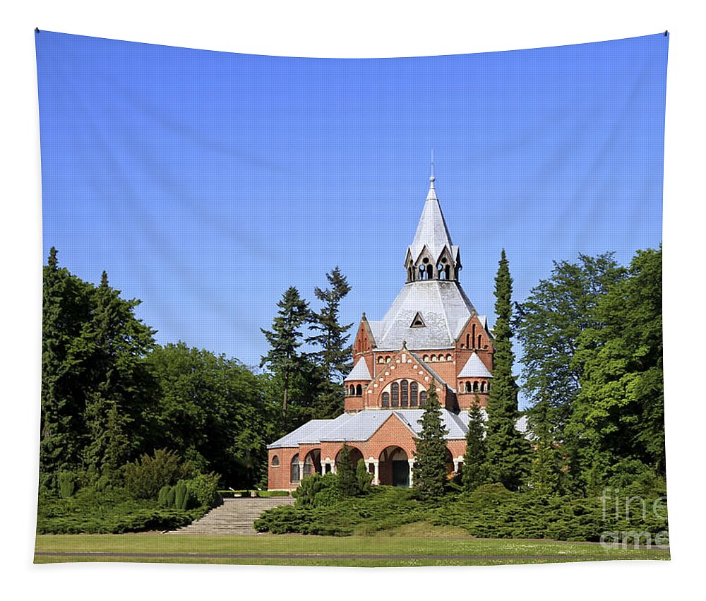 Chapel Tapestry featuring the photograph Grand Chapel in Central Cemetery Szczecin Poland by Teresa Zieba