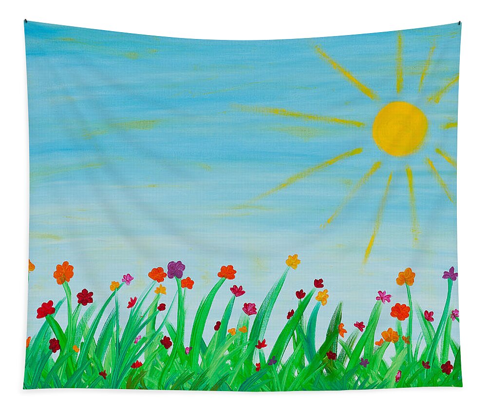 Sun Tapestry featuring the painting Great Day by Hagit Dayan