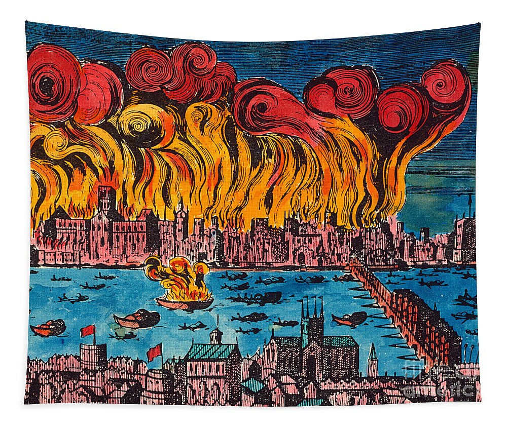 1666 Tapestry featuring the photograph Great Fire Of London, 1666 by Granger