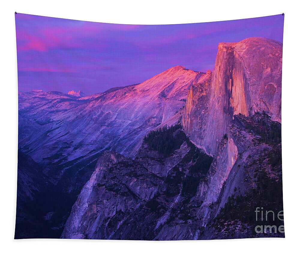 Half Dome Tapestry featuring the photograph Half Purple Dome by Adam Jewell