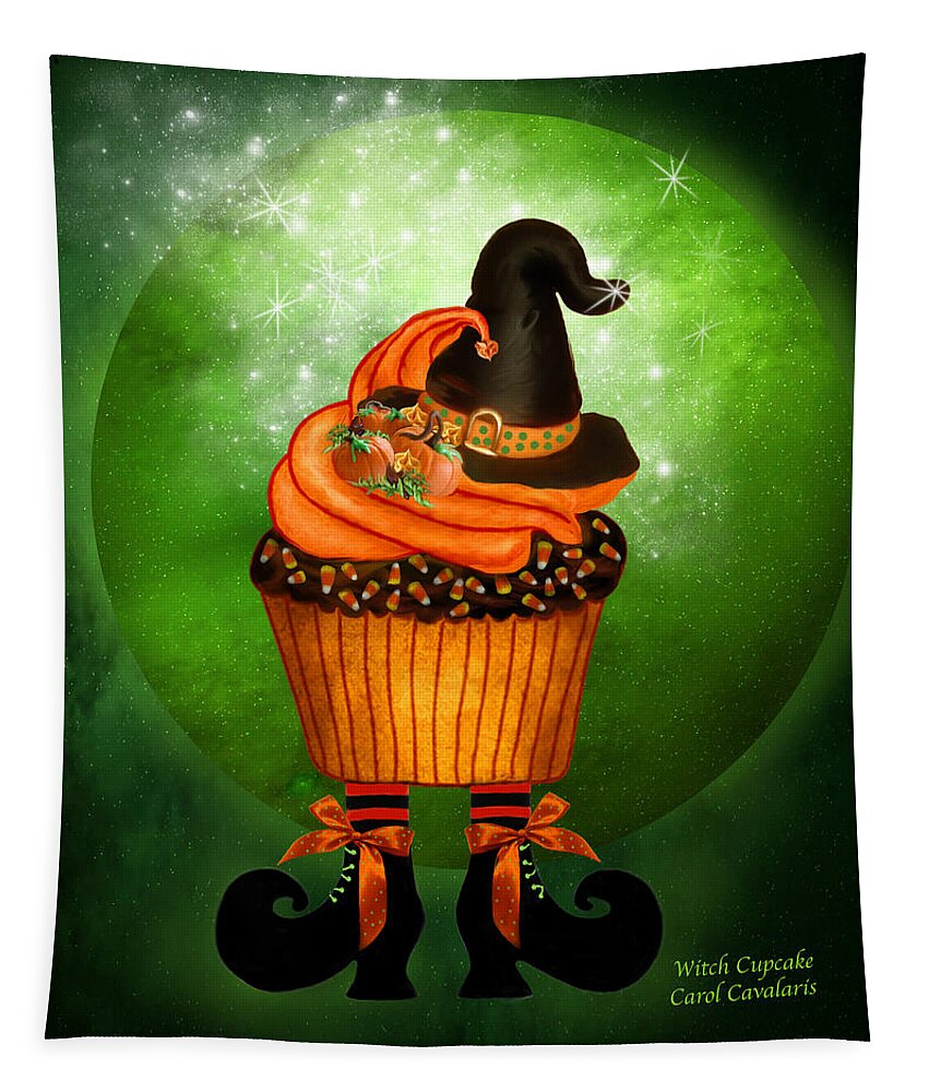 Halloween Tapestry featuring the mixed media Halloween - Witch Cupcake by Carol Cavalaris